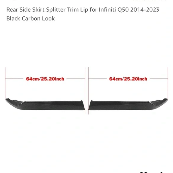 2014-2023 Infiniti Q50 Rear Side Skirts Rear Spats - Picture 7 of 7